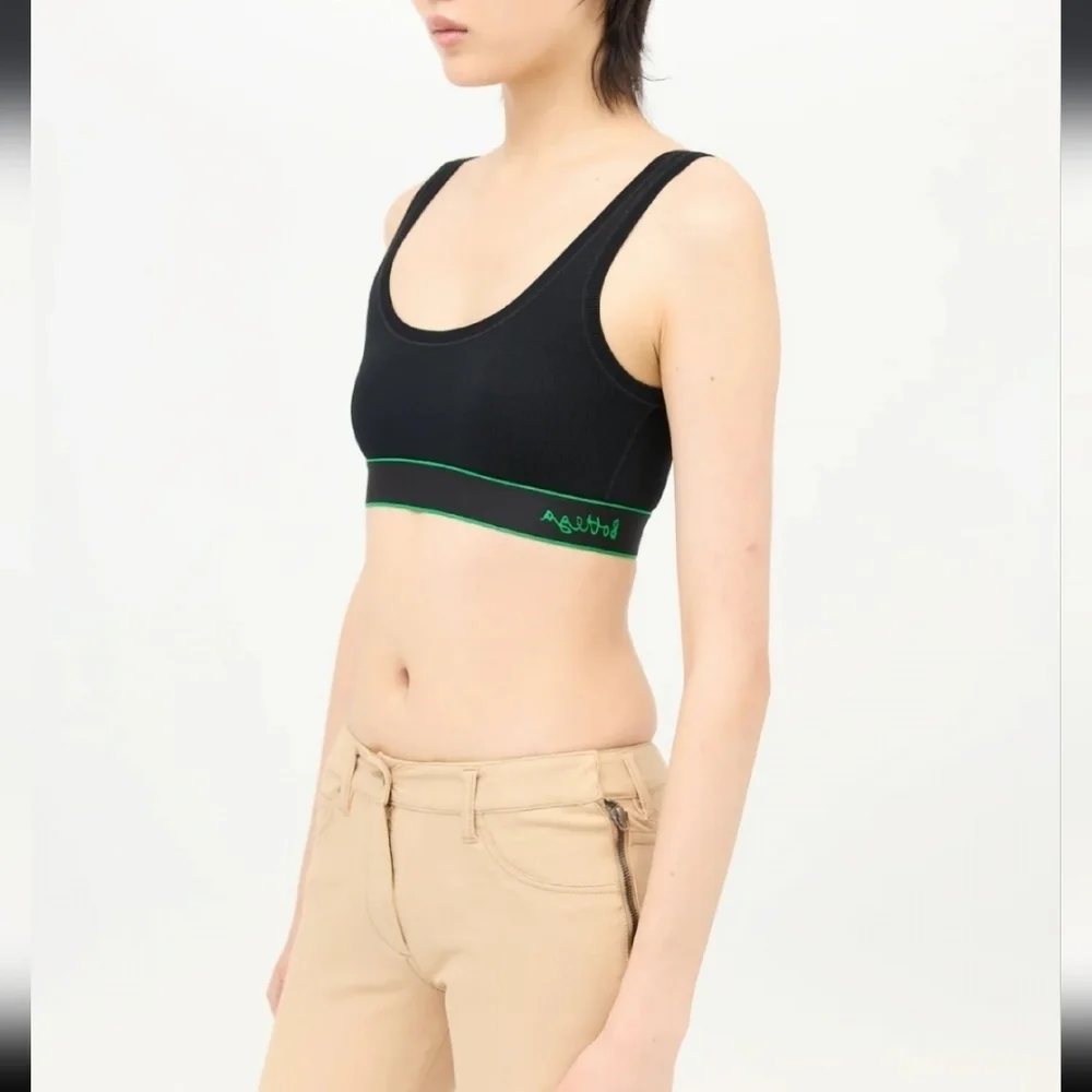 Bottega Veneta Fine Ribbed Skin Bralette Black XS Made in Italy